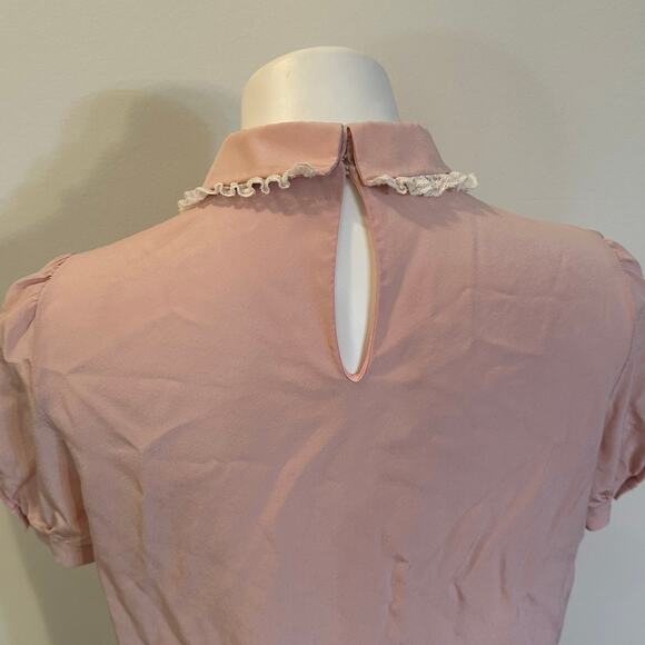 Miu Miu Silk Blouse sz 42 Peter Pan Collar Cottagecore dainty - Picture 3 of 11